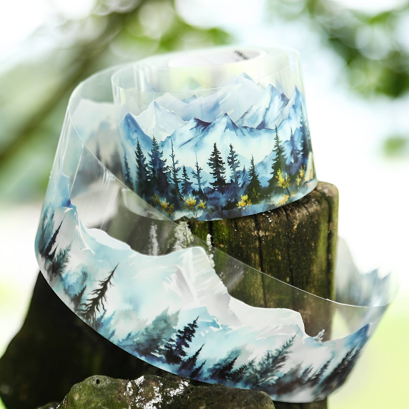 6 rouleaux de ruban adhésif en papier, motifs paysage et montagne, pour scrapbooking, autocollants imperméables en PET_voghion.com