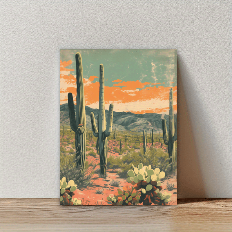 Summer Desert Cactus Bohemian Canvas Prints Painting- Perfect Choice For Living Room, Bedroom, Kitchen._voghion.com