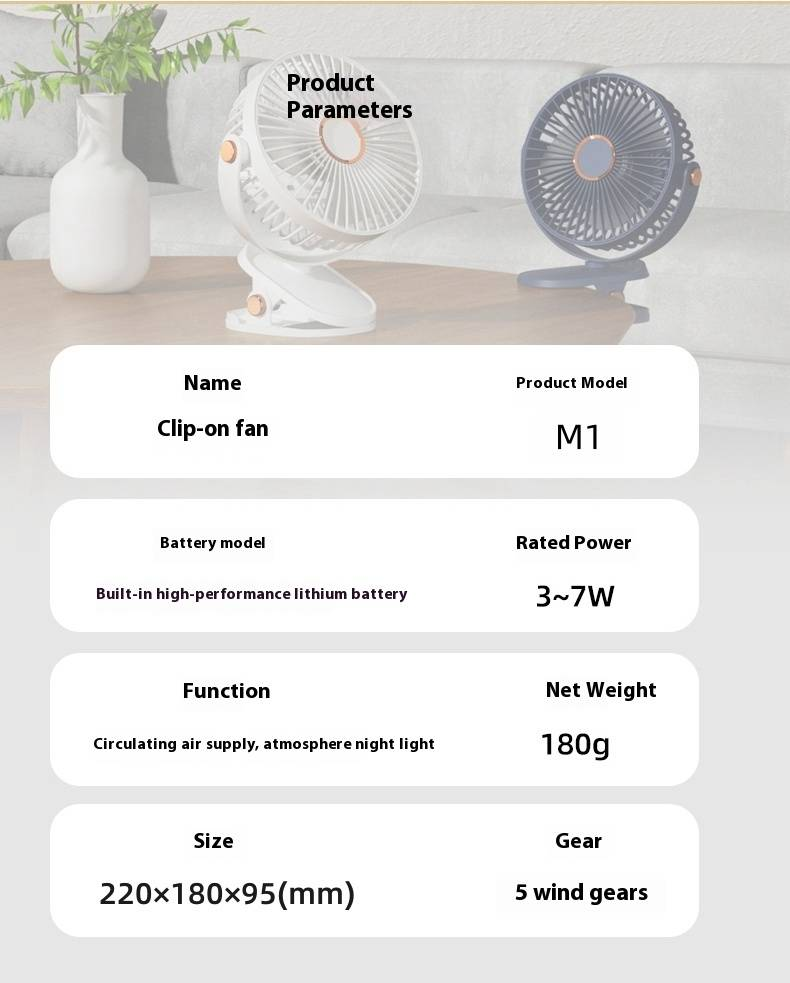 6-Zoll-Tischventilator zum Anklemmen – Ultraleise, per USB wiederaufladbar und tragbar für Büro/Schlafzimmer/Kinderwagen_voghion.com