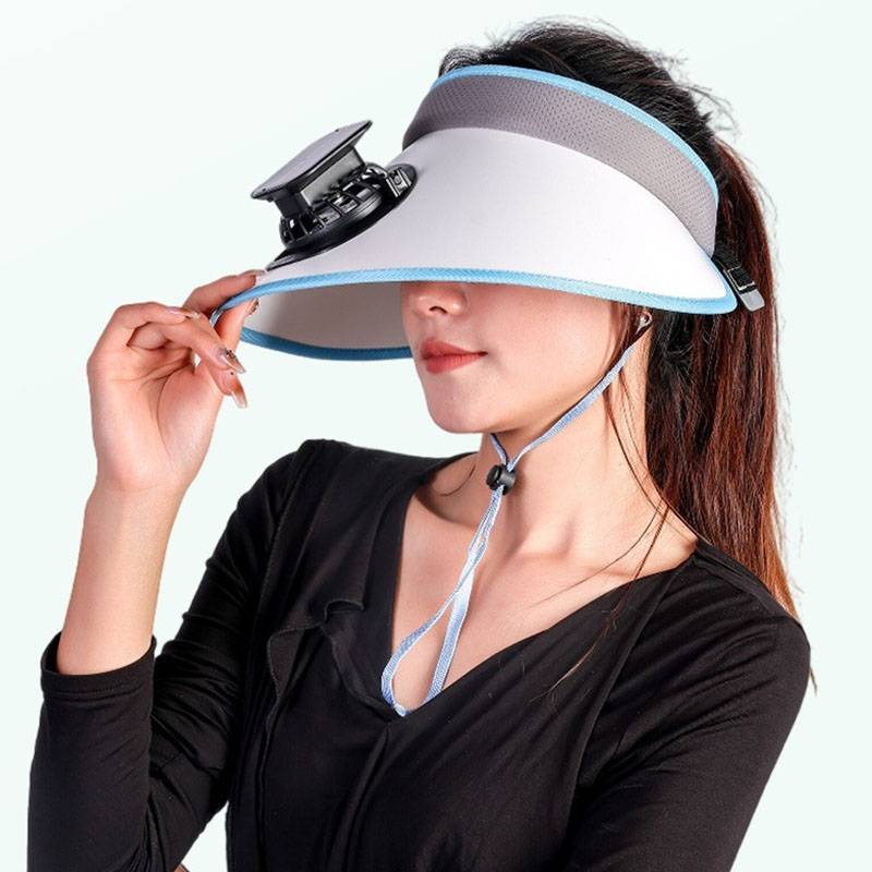 Cappello solare con ventola di raffreddamento – Cappello con protezione UV ricaricabile per uomo e donna, per viaggi all'aperto, escursionismo e protezione per il viso_voghion.com