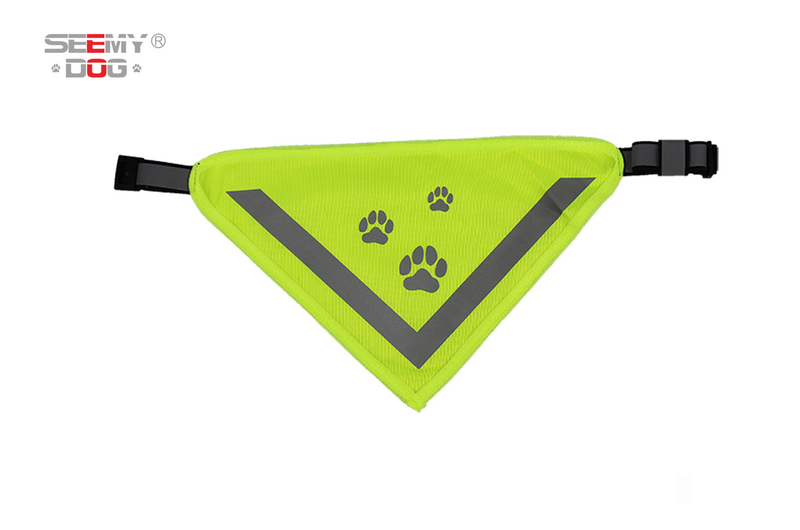 Pet Products Reflecterende sjaal voor huisdieren, hoge zichtbaarheid, verstelbare elastische halsband met drukknoopsluiting, regenboog reflecterende strepen, veilige zachte polyesterstof_voghion.com