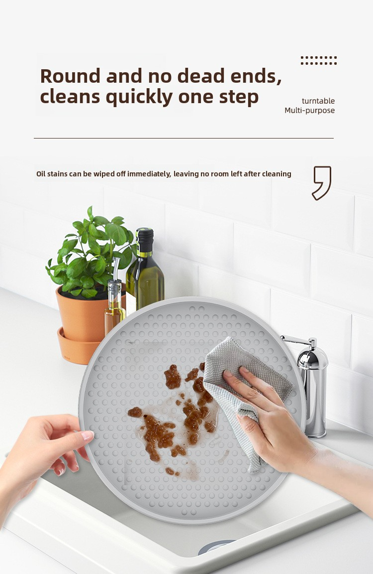 Vassoio portaoggetti girevole per la casa – Contenitore compatto girevole a 360° per cucina, bagno e ufficio – Design moderno in plastica PP in nero/grigio (25 cm/30 cm)_voghion.com