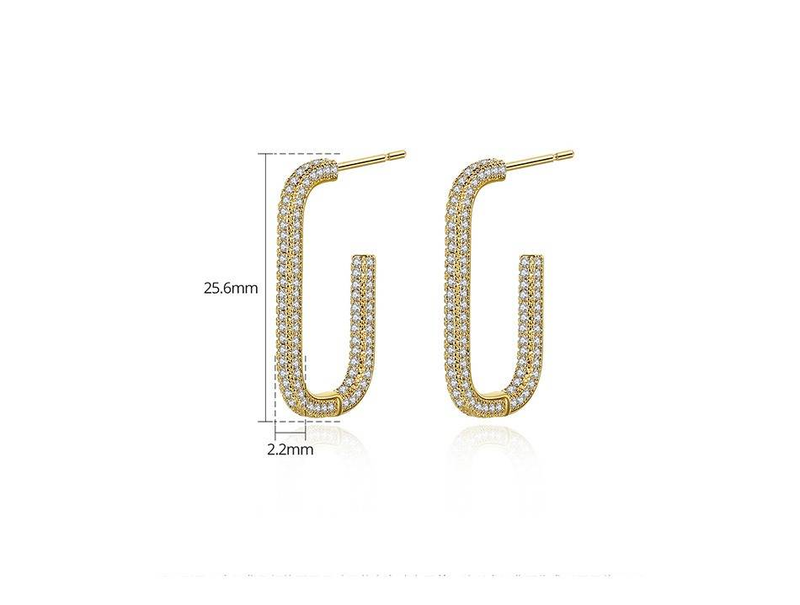 Orecchini a bottone da donna con zirconi cubici e design interamente in diamanti, clip per orecchini a forma di U placcate in oro 18 carati per un look elegante e alla moda._voghion.com