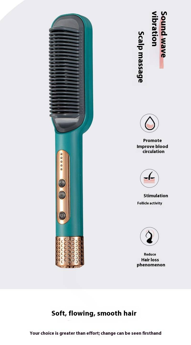 Ceramic Hair Straightener Comb – 5 Heat Settings, 16-20mm Heating Plate, 45W AC-Powered Styling Brush For Wet/Dry Hair_voghion.com