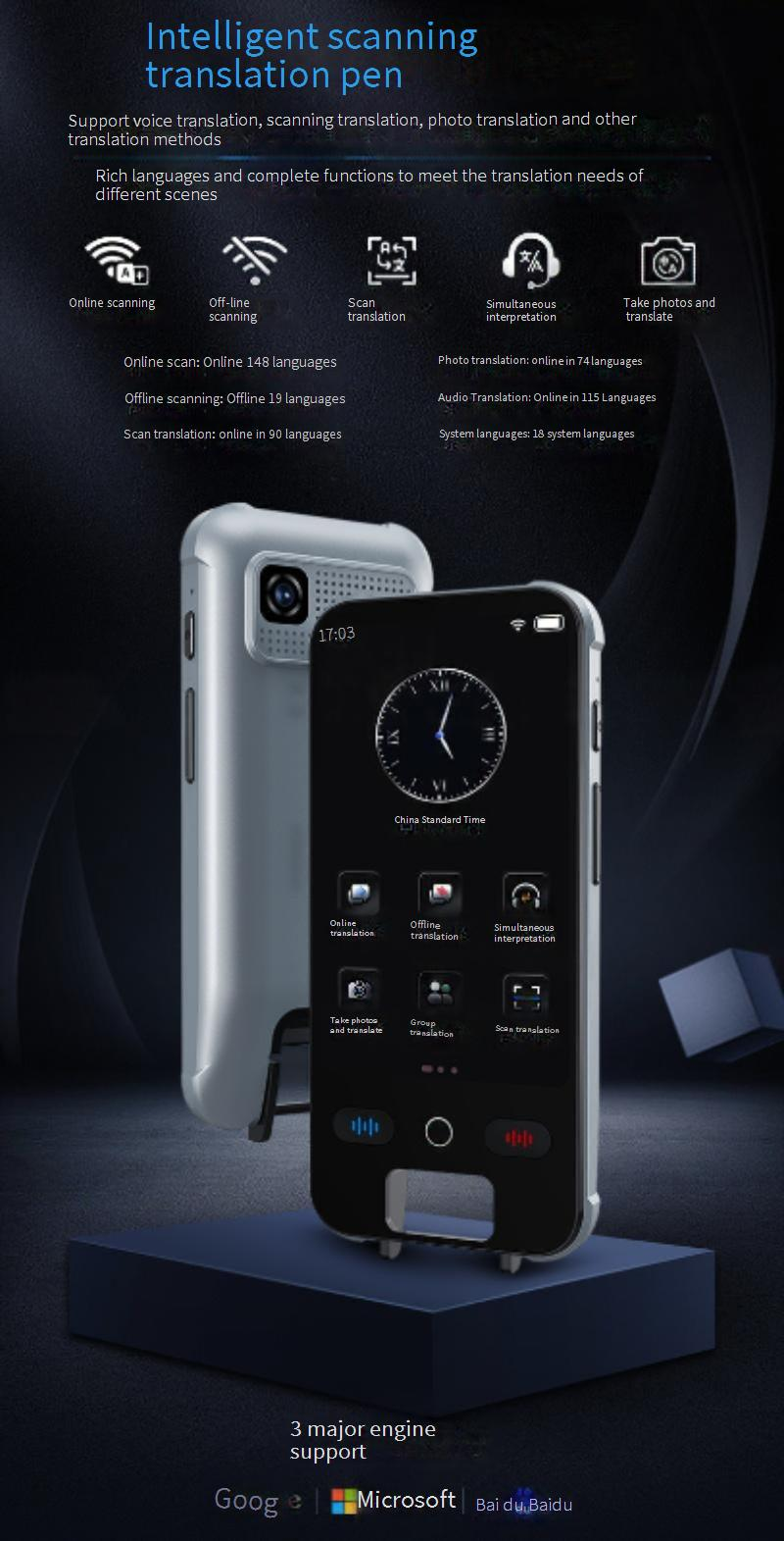 S25PRO Multilingual Translation Pen - Instant Scan & Voice Translator For Travel, Study & Business (Grey)_voghion.com