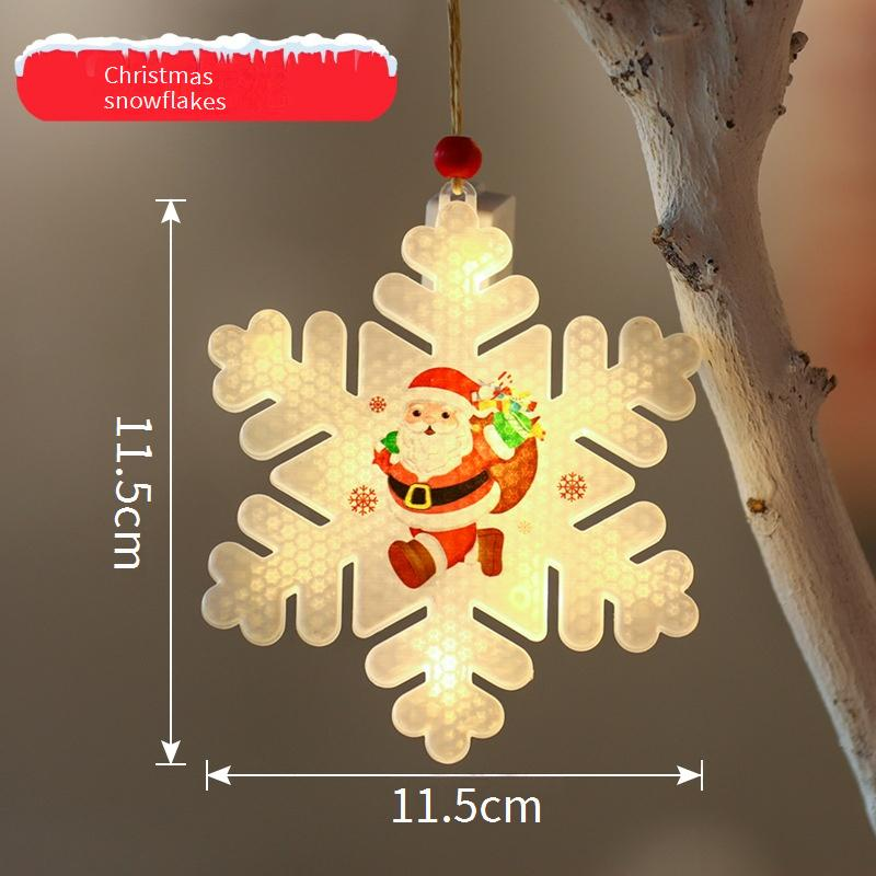 Juego de 12 luces colgantes navideñas LED: árbol festivo, copo de nieve, estrella, calcetín, decoración para fiestas navideñas en interiores._voghion.com