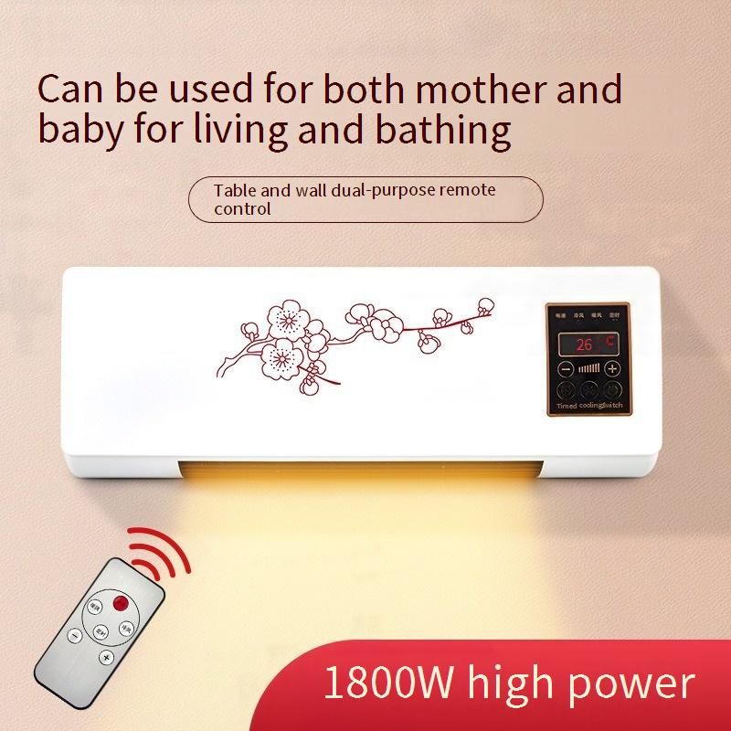 Calefactor de pared de cerámica PTC de 1500 W con control remoto, 3 velocidades ajustables, protección contra sobrecalentamiento, ideal para baño, dormitorio y oficina._voghion.com