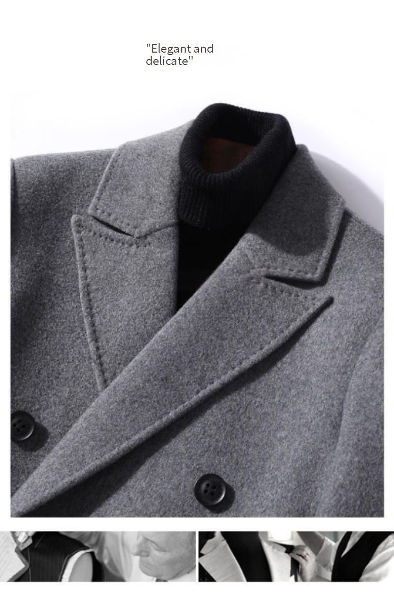 Men's Double-Faced Wool Overcoat, Knee-Length Trench Coat, Thickened Winter Jacket, Stylish Casual Outerwear_voghion.com