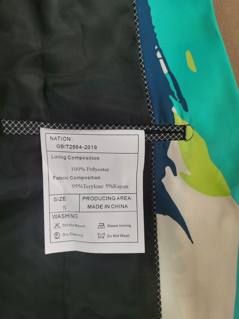 Modes jaunā tendence zili zaļa bēša apdrukāta ikdienas ASV izmēra vīriešu pieguļoša vienvietīga uzvalka_voghion.com