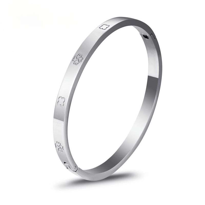 Coppia di bracciali in acciaio al titanio, stile coreano, semplici, versatili, per uomini e donne, con incisione, per il migliore amico, quadrifoglio_voghion.com
