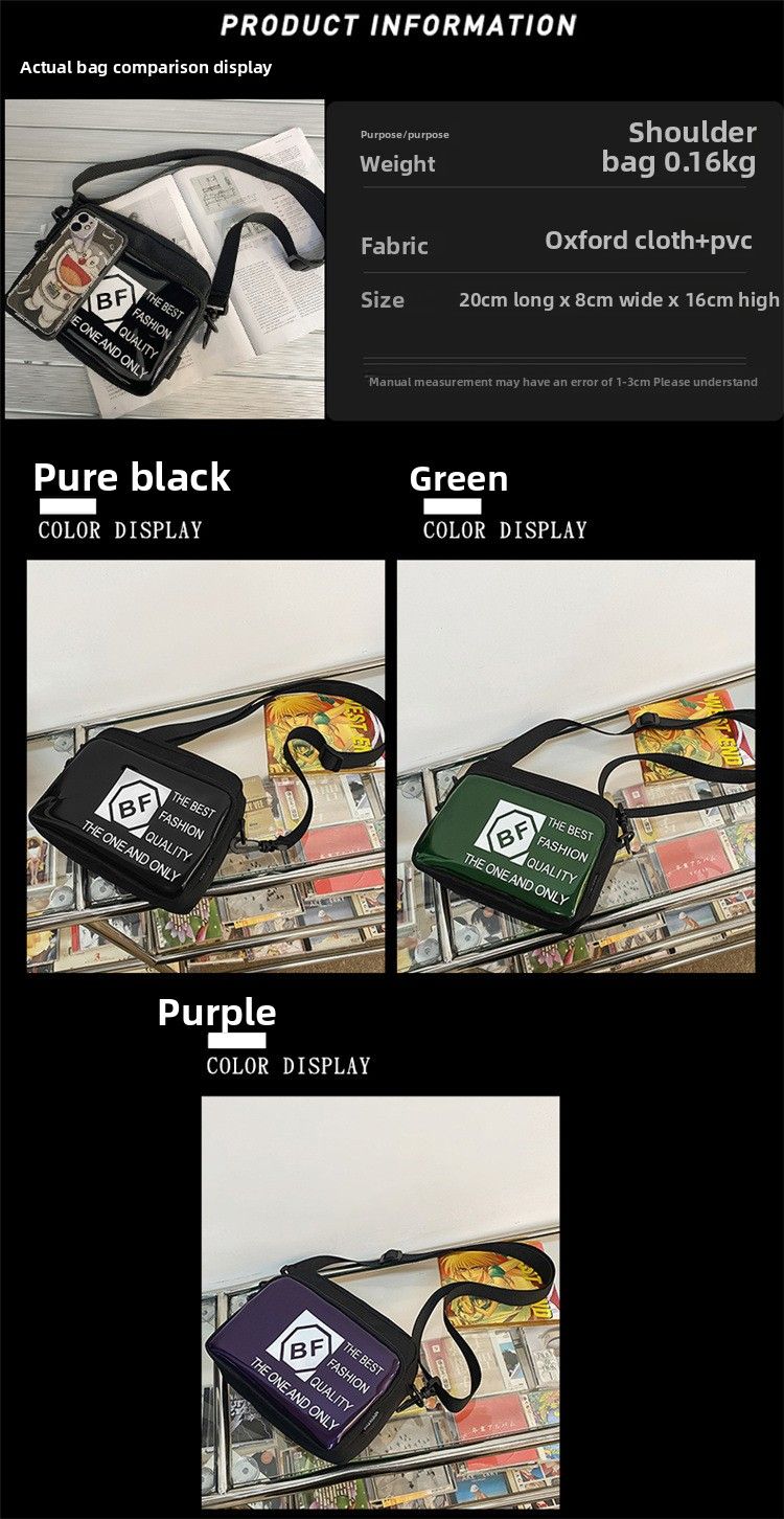 Transparent Canvas Bag Men's And Women's Messenger Bags One Shoulder Small Square Bag_voghion.com
