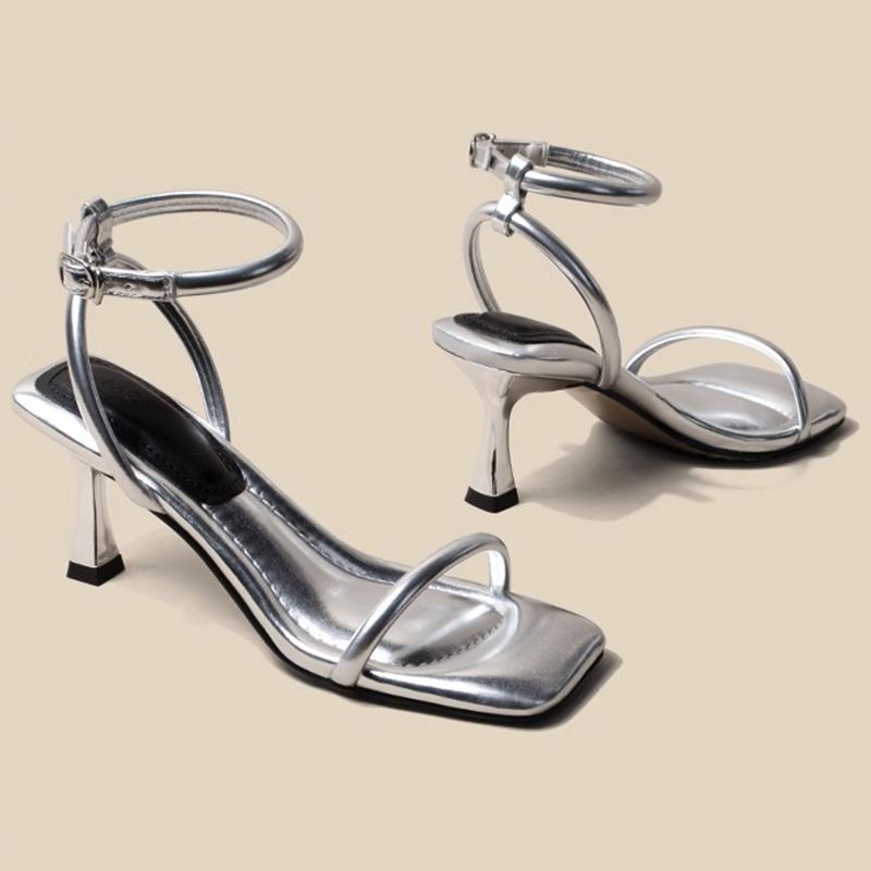 2025 New Square Head Exposed, Straight Fashion, Fine Heel Sandals, Women's Sandals Fashionable And Exquisite On The Foot Soft_voghion.com