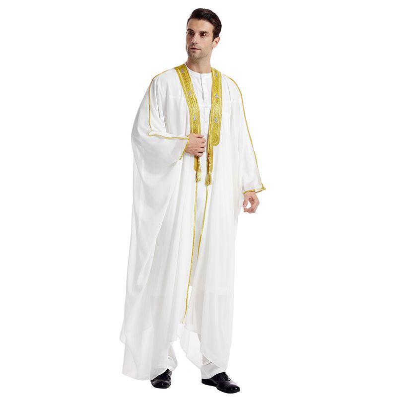 Férfi ruházat Férfi köntös Férfi hímzett hosszú ujjú medál Arany gyöngyös sifon felsőrész_voghion.com