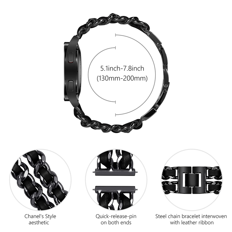 20 mm pašček za Samsung Galaxy Watch 5 4 40 mm 44 mm 42/46 mm active 2 Gear S3 Verižna zapestnica iz nerjavečega jekla Huawei GT2/3_voghion.com