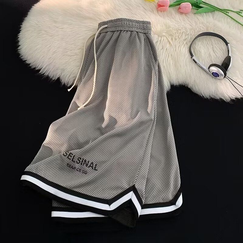 Herrenbekleidung Sommer-Basketball-Shorts aus Eisseide für Herren, atmungsaktive Mesh-Sporthose, große Freizeitshorts_voghion.com