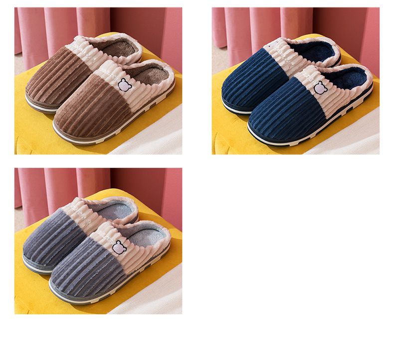 Plush Fleece-Lined Slippers – Non-Slip Indoor House Shoes With Cute Bow For Women & Men (Multiple Colors)_voghion.com