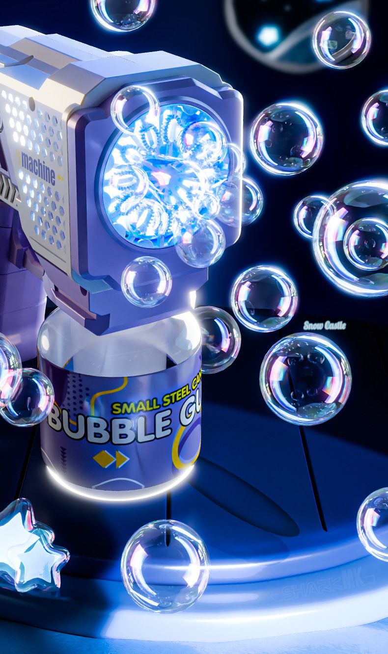 Automatisk bubbelpistol med LED-lampor - Cool elektrisk bubbelpistol för barn utomhuslek (perfekt present till pojkar och flickor)_voghion.com