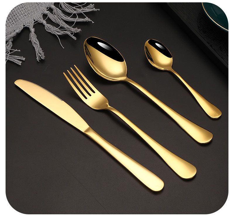 410 stainless steel tableware steak knives, forks, spoons, 24 piece set, 6-person gift box, fork, spoon, knife set_voghion.com