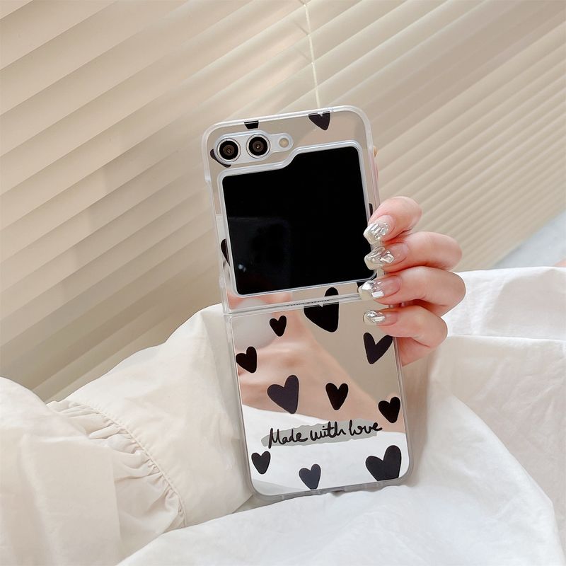 Espejo de nicho Love para Samsung ZFlip5, funda para teléfono con pantalla plegable, funda protectora GalaxyZFLIP3/4_voghion.com