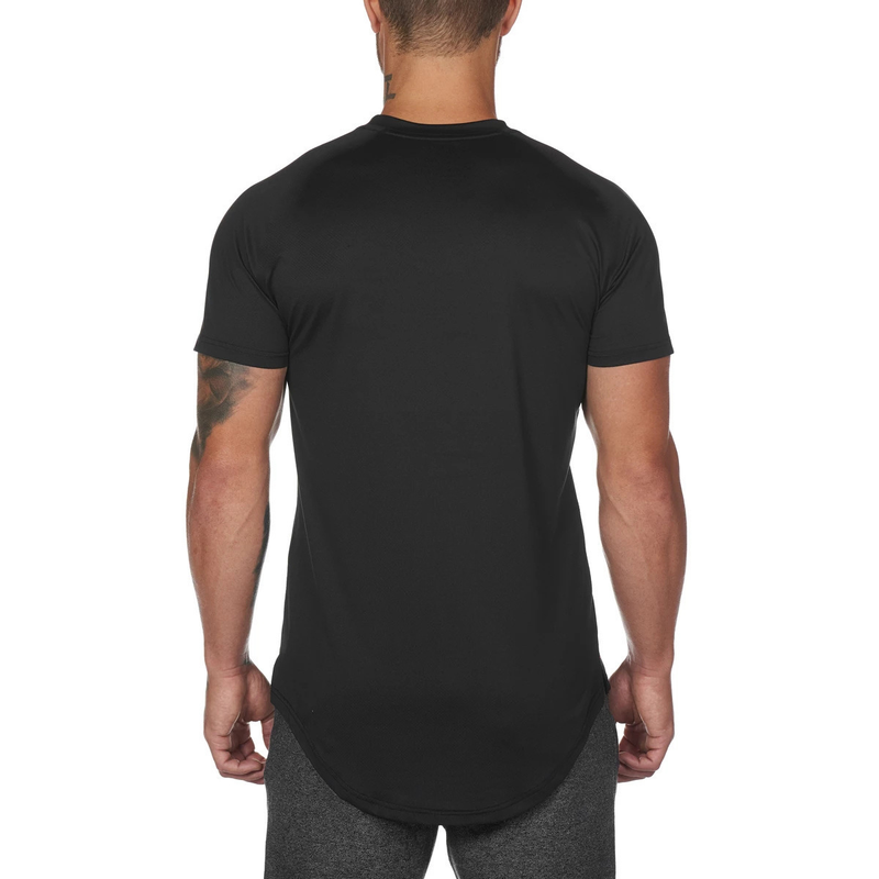Muscle Brother Round Neck Sports Fitness T-shirt For Men's Breathable Sweatwicking Training Casual Solid Short Sleeves_voghion.com