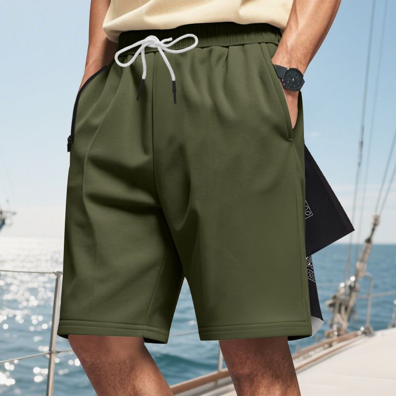 Sommer im amerikanischen Stil Neue Herren Casual Sports Buttoned Beach Solid Color Shorts_voghion.com