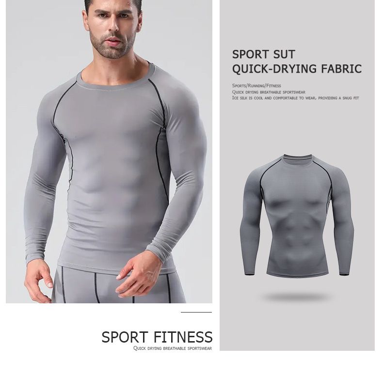 Men's Compression Long Sleeve Shirt – Quick-Dry Stretch Workout Top For Gym, Running & Cycling (Breathable, Moisture-Wicking, Multi-Color)_voghion.com