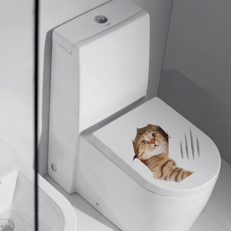 Cartoon kattentoilet sticker, schattige dierenuitdrukkingen, badkamer, keuken, glazen deur, koelkast, gratis stickers_voghion.com