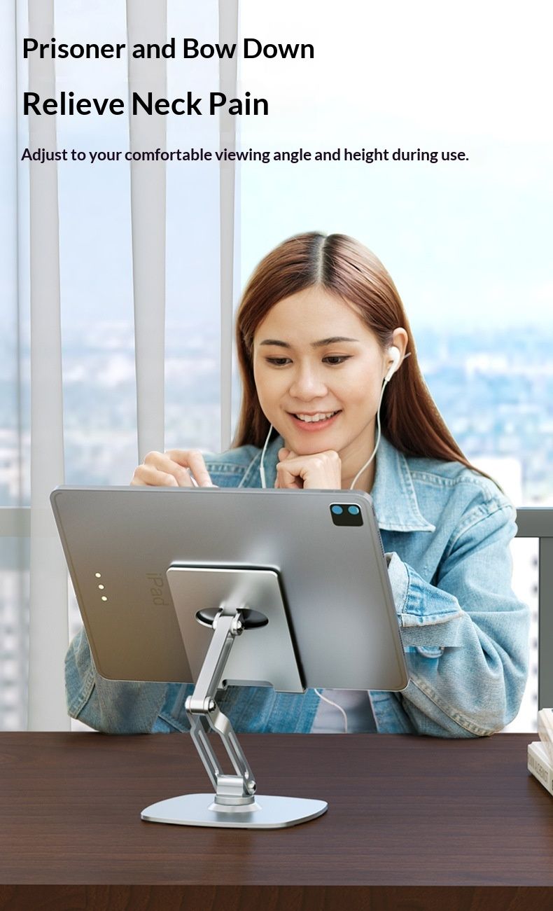 Tischständer aus Metall, drehbar, klappbar, höhenverstellbar, ideal für den Nachttisch, als Handy- oder Tablet-Halterung_voghion.com