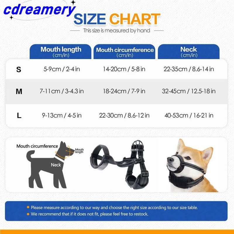Reflective Dog Mouth Cover, Adjustable Reflective Pet Mouth Cover, Portable Dog Mouth Cover, Black Dog Mouth Cover To Prevent Biting_voghion.com