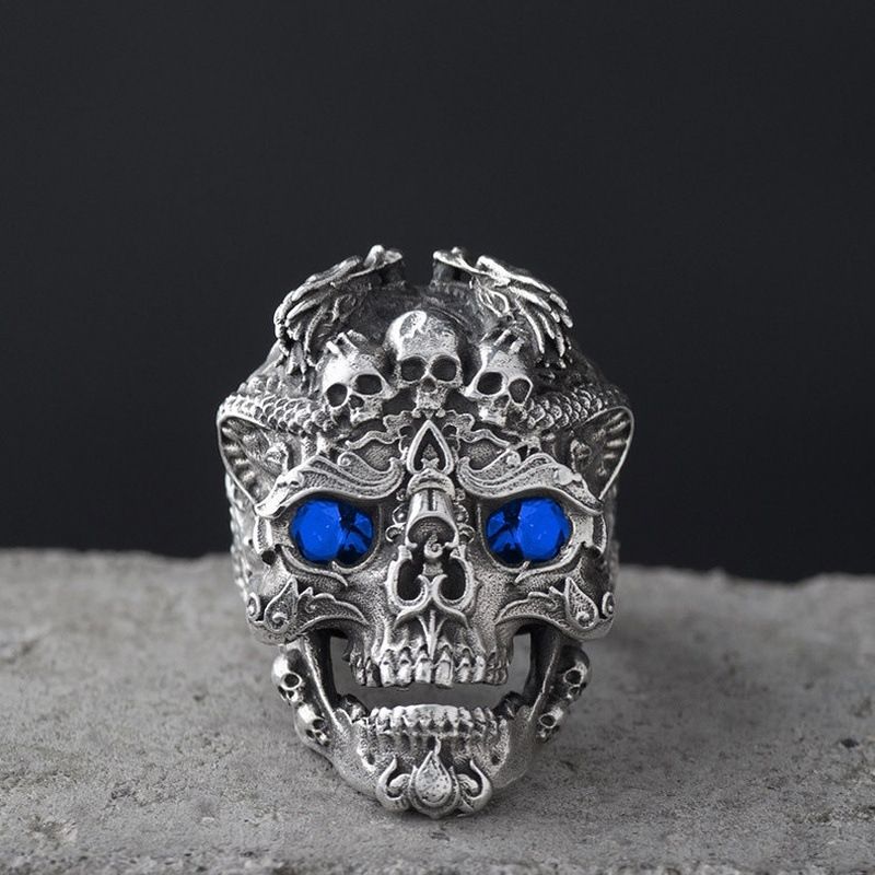 Schädelkopf Männer Rock Gothic Punk Schmuck Ring männliches Geschenk_voghion.com