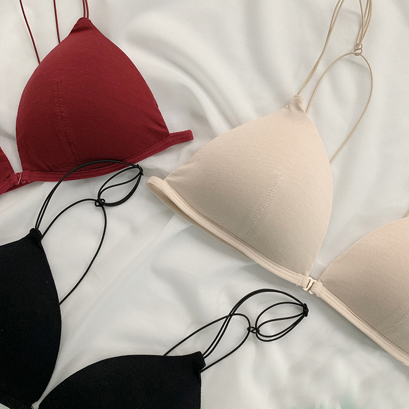 French back with front button bra set, triangular cup, girl, student bra, no steel ring, sexy_voghion.com