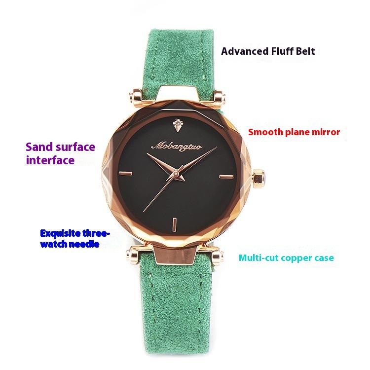 Orologio al quarzo impermeabile per studenti con conchiglia in oro rosa e quadrante in velluto e sabbia_voghion.com