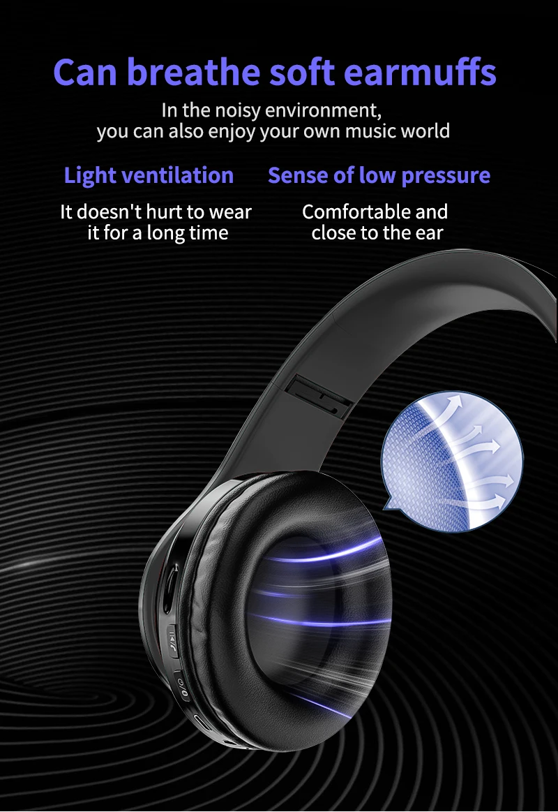 Wireless Bluetooth 5.0 Headphone With Microphone On-Ear Headset Stereo Sound Earphones Sports Gaming Foldable Headphones_voghion.com