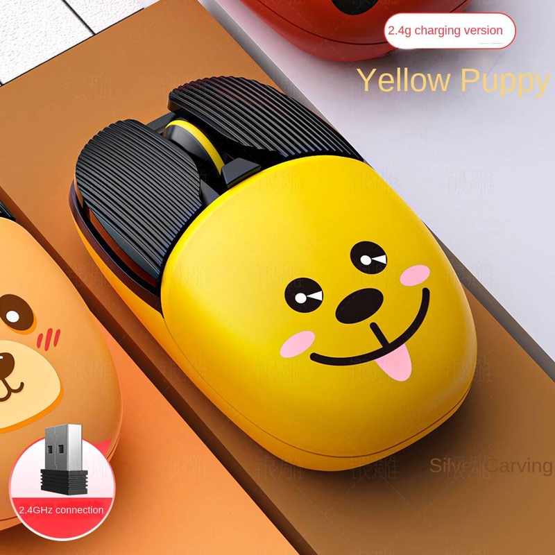 Silver A10 Cartoon Rechargeable Wireless Mouse Creative Bluetooth Office Game Mini Mute Computer Accessories_voghion.com