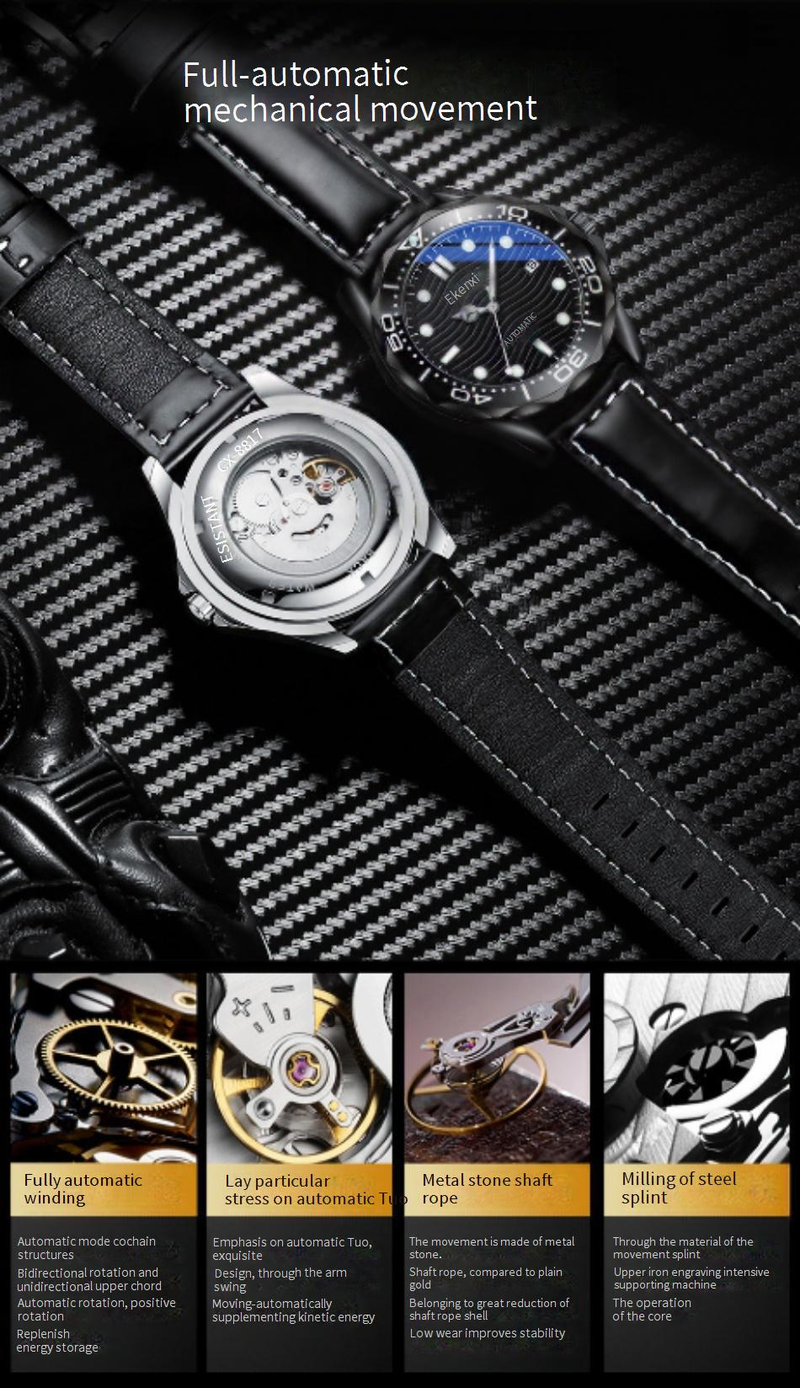 Men's Watches For Men, Fully Automatic Calendar, Luminous, Waterproof, Genuine Leather Strap, Fashionable, High End Business Men's Mechanical Watch_voghion.com