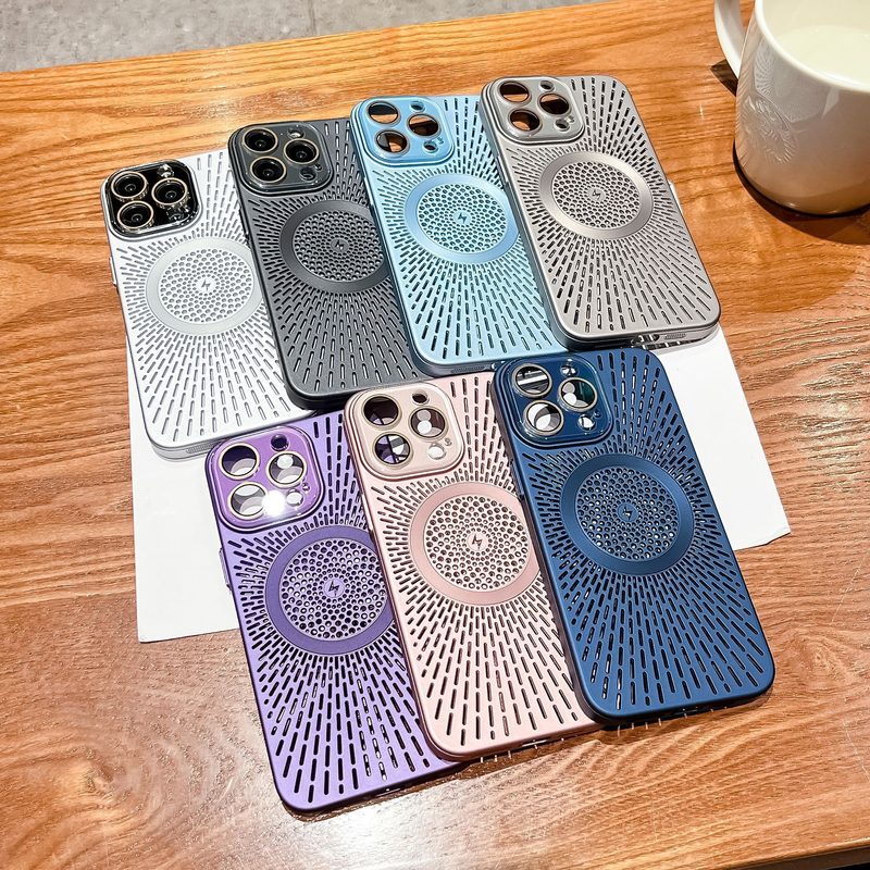 Telefoonhoesje en hoesjes geschikt voor iPhone 16 Zomer Geavanceerde ijswarmteafvoer Holle magnetische mobiele telefoonhoes Lensfolie Beschermhoes_voghion.com
