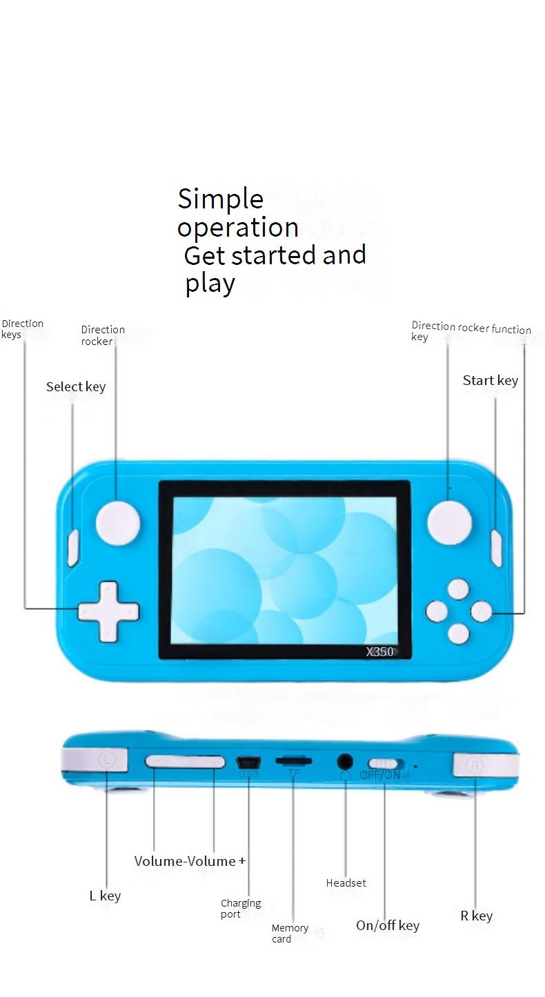 Videopelikonsolien lähde Valmistaja Mini 8G Nostalgic Arcade -kämmenkonsoli X350 Dual Joystick 3,5 tuuman HD-näyttö PSP-kämmenkonsoli_voghion.com