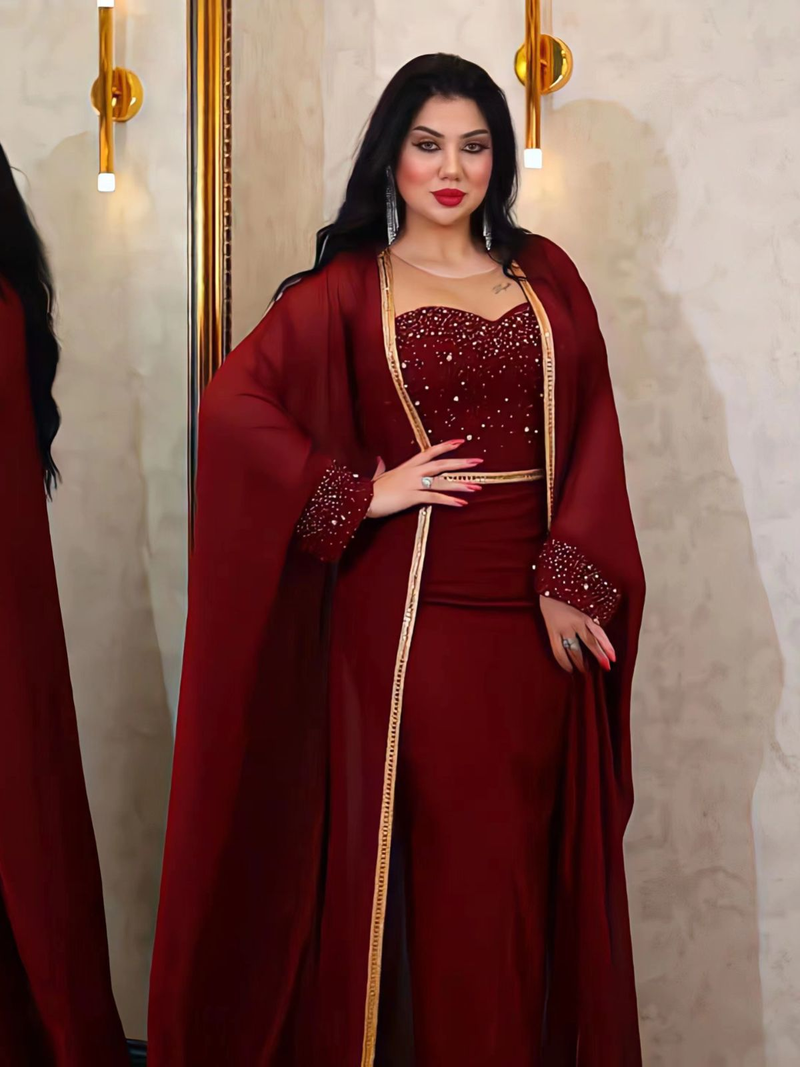 Naisterõivad Moslemi Abaya Naiste litritega kleit ülikond Šifoonist kaheosaline kleit Cape Robe_voghion.com