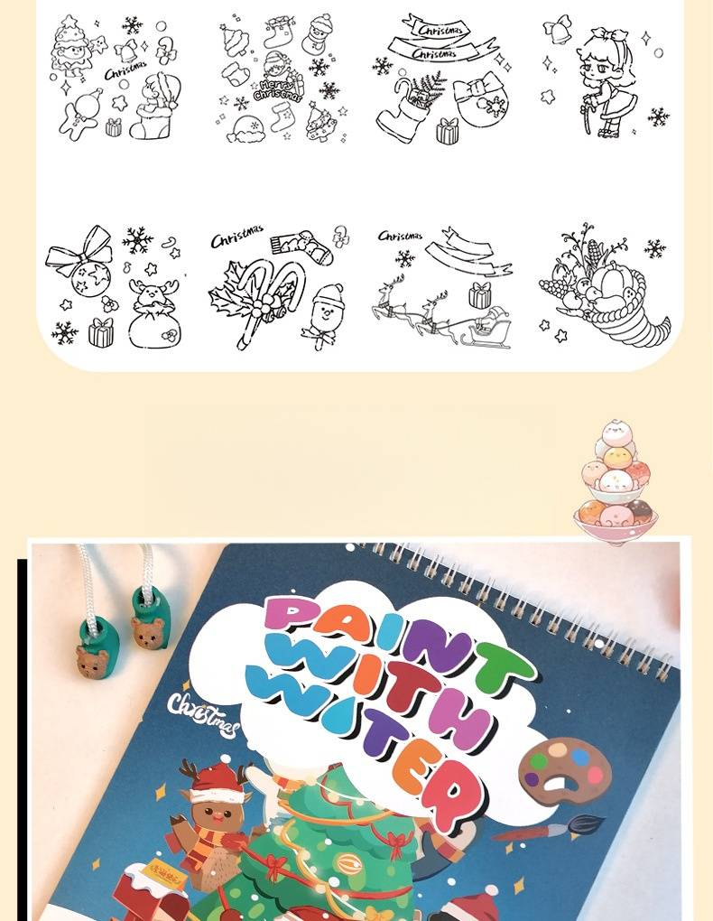 Premium-Aquarell-Malbuch für Erwachsene und Kinder – Tierwelt- und Weihnachtsthemen – 21 x 27 cm dickes Papier, Kunsttherapie-Skizzenbuch zum Stressabbau_voghion.com