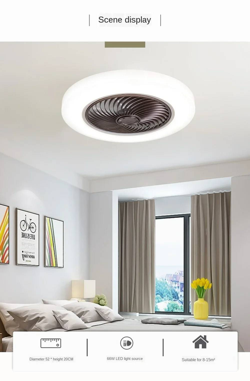 Hot Selling Intelligente Afstandsbediening Kleurrijke Plafondventilatorlamp Onzichtbare Blade Intrekbare Stille_voghion.com