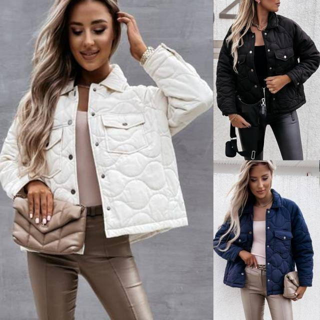 Damesjas van katoen met lange mouwen en knoopdetail – warme wintertuniek met V-hals, elegant en comfortabel, grote maten beschikbaar_voghion.com