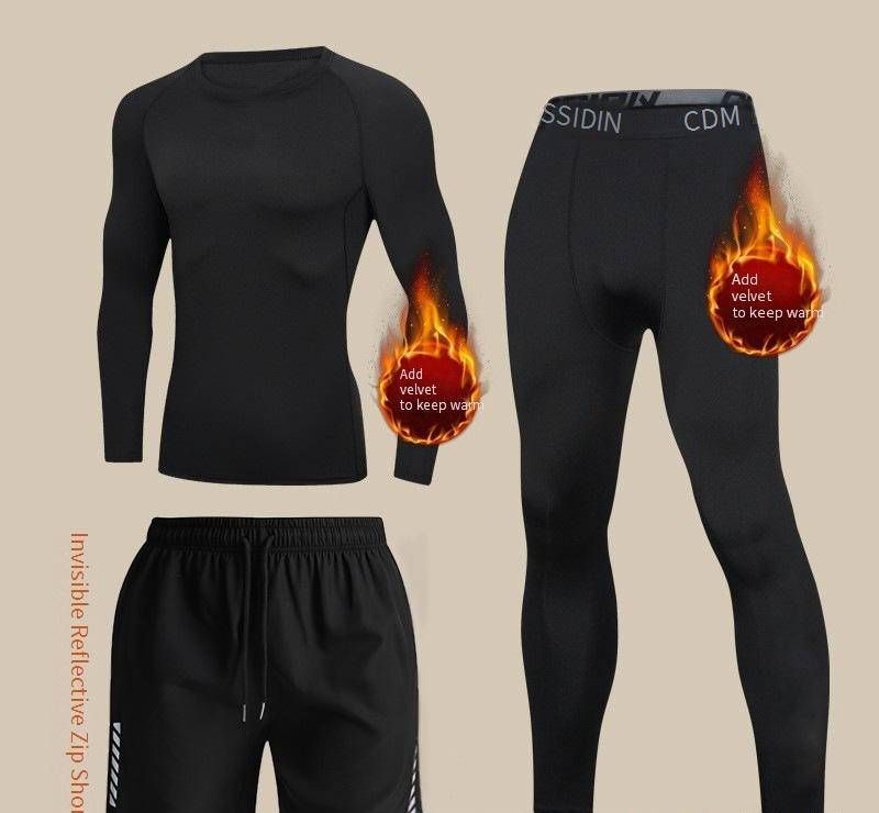 Men's Thermal Underwear Set Winter Fleece Lined Warm Base Layer Running Tight Long Sleeve Shirt & Pants_voghion.com