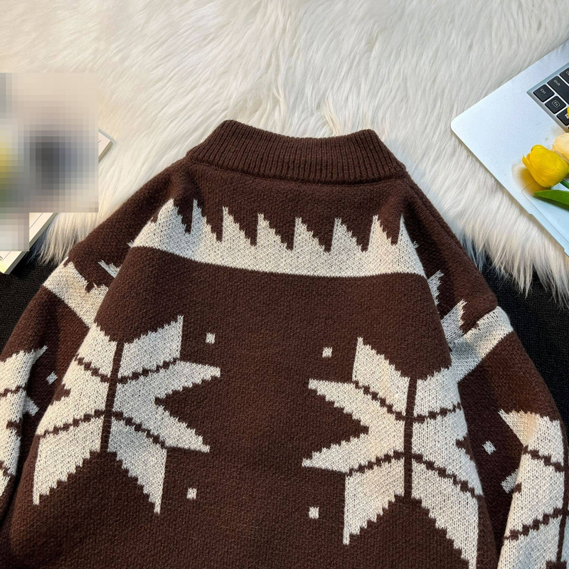 High End Jacquard Zipper Sweater For Men And Women Simple Winter Trend Knitted Sweater With Cardigan Jacket_voghion.com