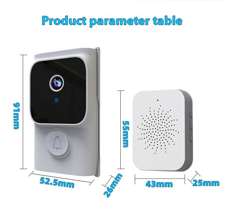 Campanello video intelligente con telecamera 480P, WiFi 2.4G, audio bidirezionale e visione notturna, campanello wireless ricaricabile per la sicurezza domestica_voghion.com