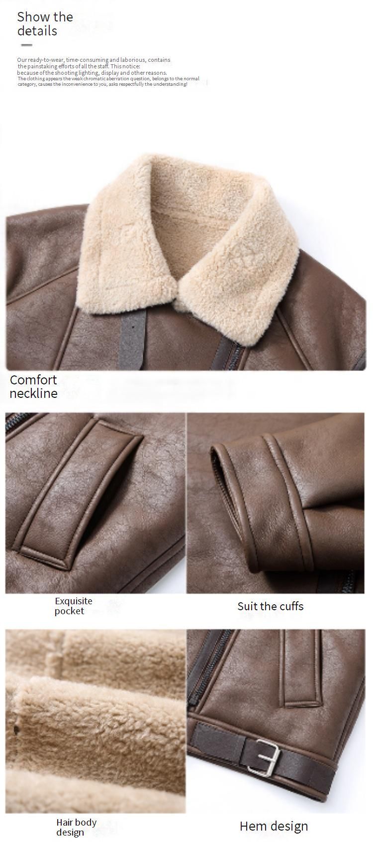 Giacca da uomo in similpelle e pile - Cappotto invernale con collo alto e cerniera diagonale (taglie M-3XL, nero/marrone)_voghion.com