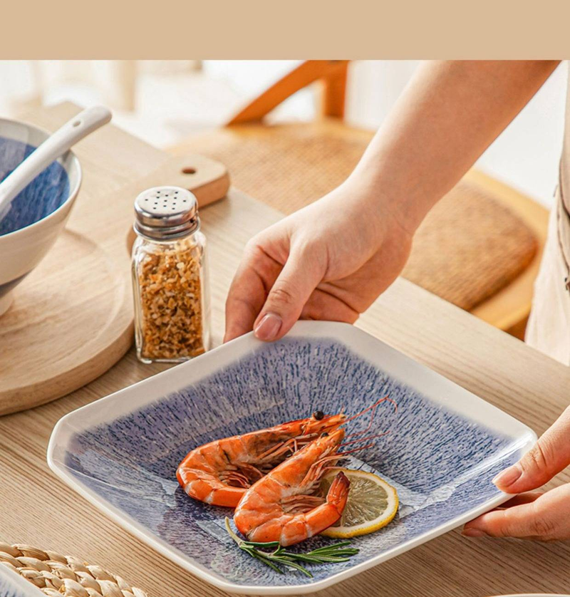 Hand-Painted Ceramic Dinnerware Set, Unique Underglaze Color Retro Style Plates & Bowls, Microwave Safe Dish Set For Home & Gifting_voghion.com