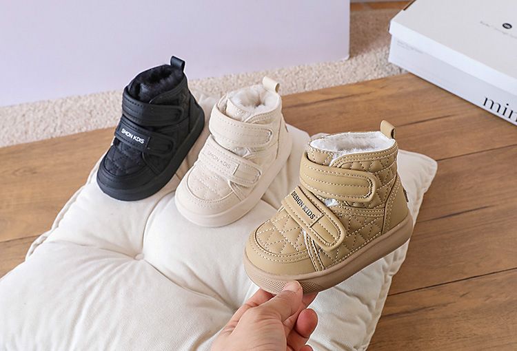 2023 New Winter Baby Leather Double Hook&Loop Toddler Kid Shoe Warm Pluh Non-lip Fahion Little Boy Girl Snow_voghion.com