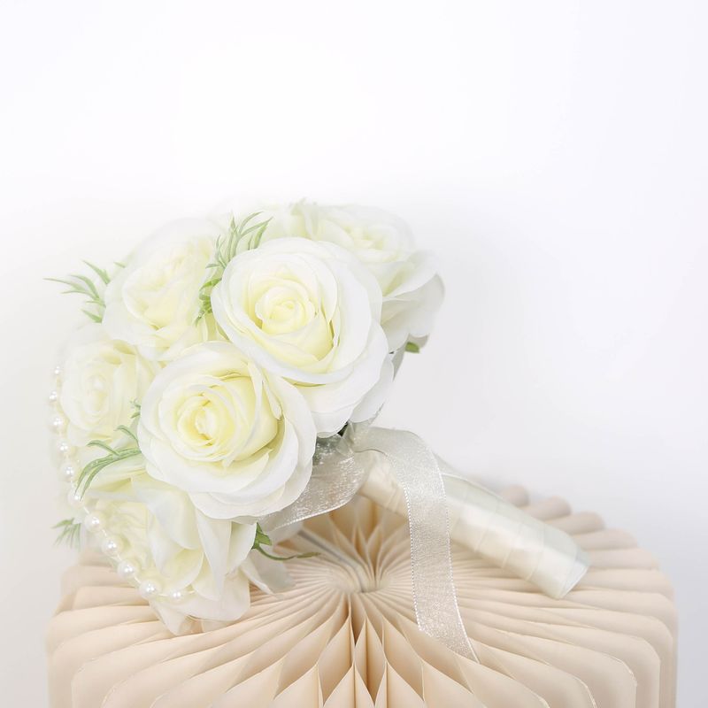 Party Wedding Bridal Bouquets White Roses High End Bouquets Photography Props_voghion.com