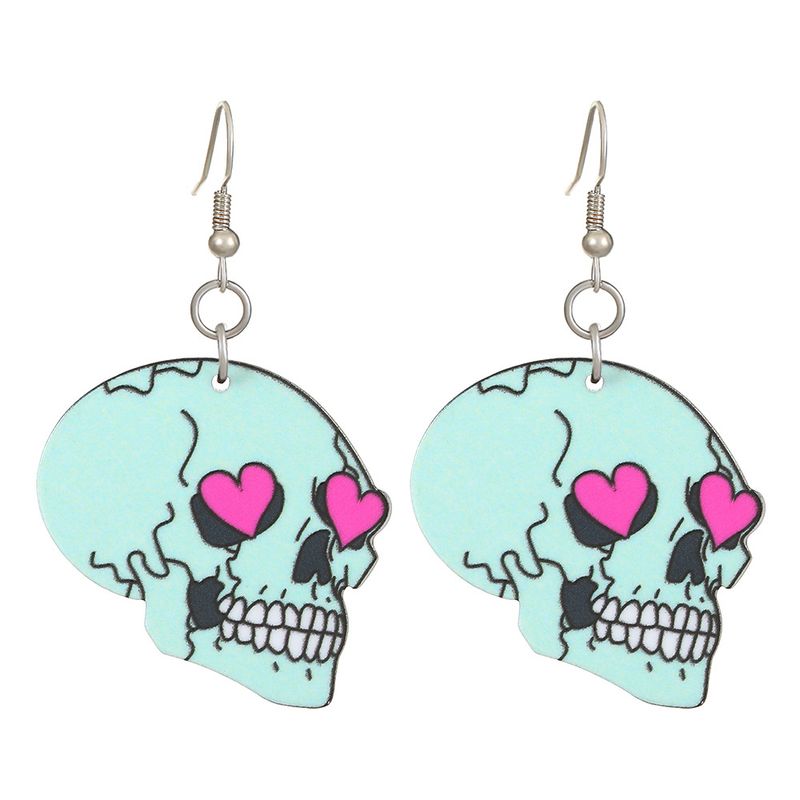 Boucles d'oreilles en acrylique pour femme, motif chauve-souris, motif crâne drôle et sombre, tendance et créative, pour Halloween_voghion.com