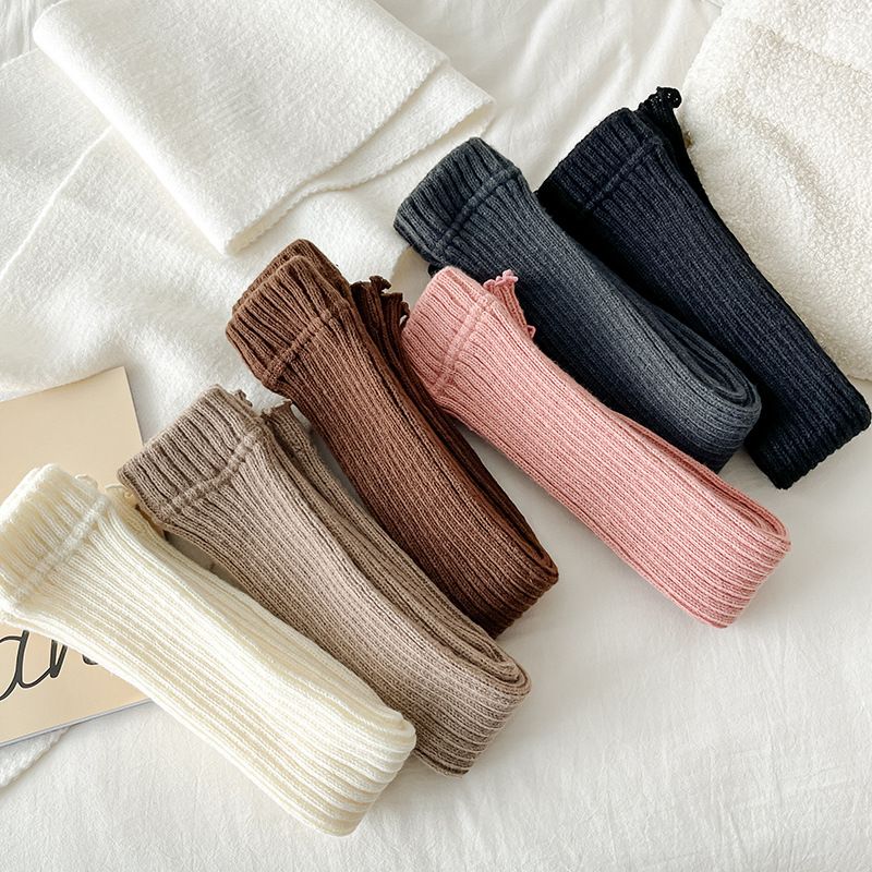 Socken Spitzensocken Warme Beinstulpen Damen Wadenflorsocken Gestrickte Wollfußstulpen Flach 45 cm Lang_voghion.com